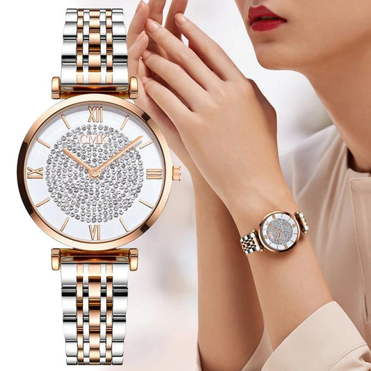 Reloj de lujo para mujer con diamantes de imitación 