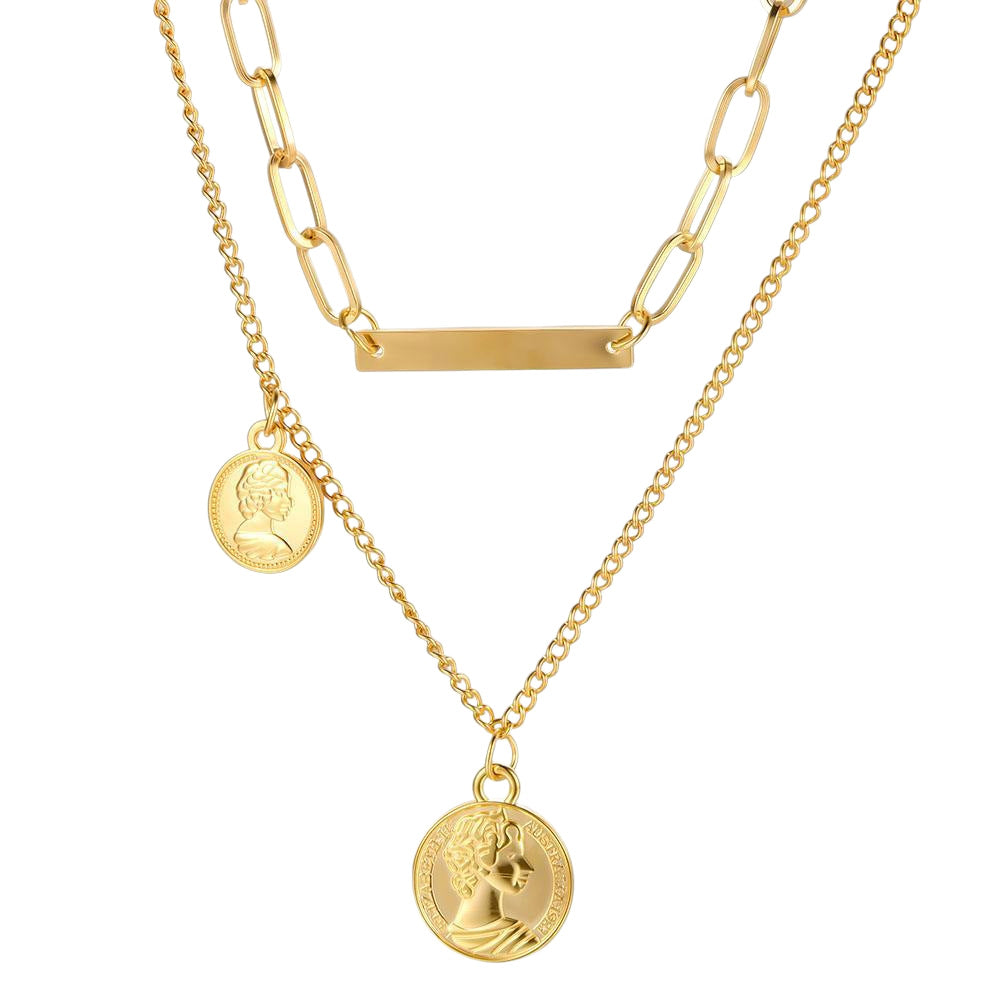 Retro Double-Layer Human Avatar Necklace