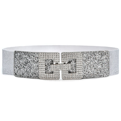 Full diamond elastic wide belt