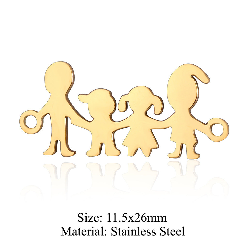 5 pcs/titanium steel jewelry pendant family baby feet
