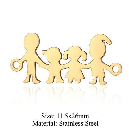5 pcs/titanium steel jewelry pendant family baby feet