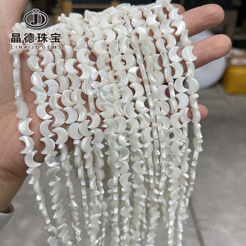 8 * 10 Natural White Shell Beads Moon Shaped Loose Beads