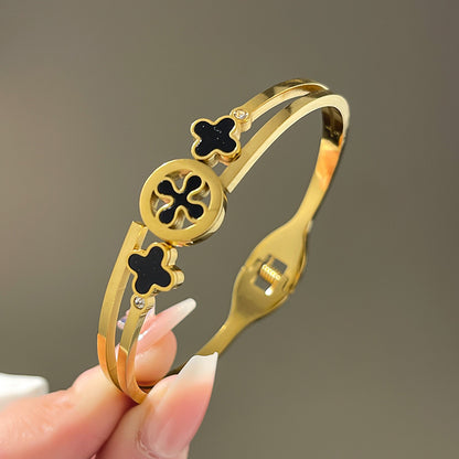 Four-leaf clover gypsy titanium steel bracelet