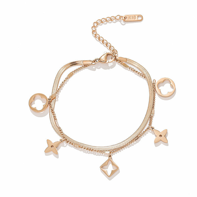 Double Clover Titanium Steel Bracelet