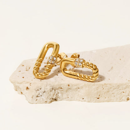 Rectangular Twisted Zirconia Earrings