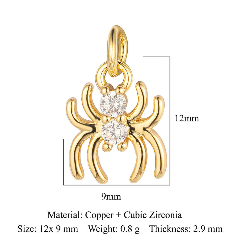 Copper zircon winged spider snake pendant