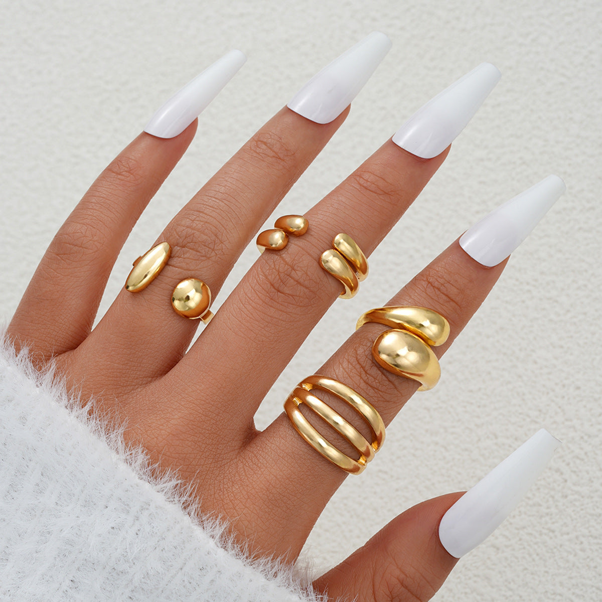 Irregular Geometric Ring Set (5-Piece)