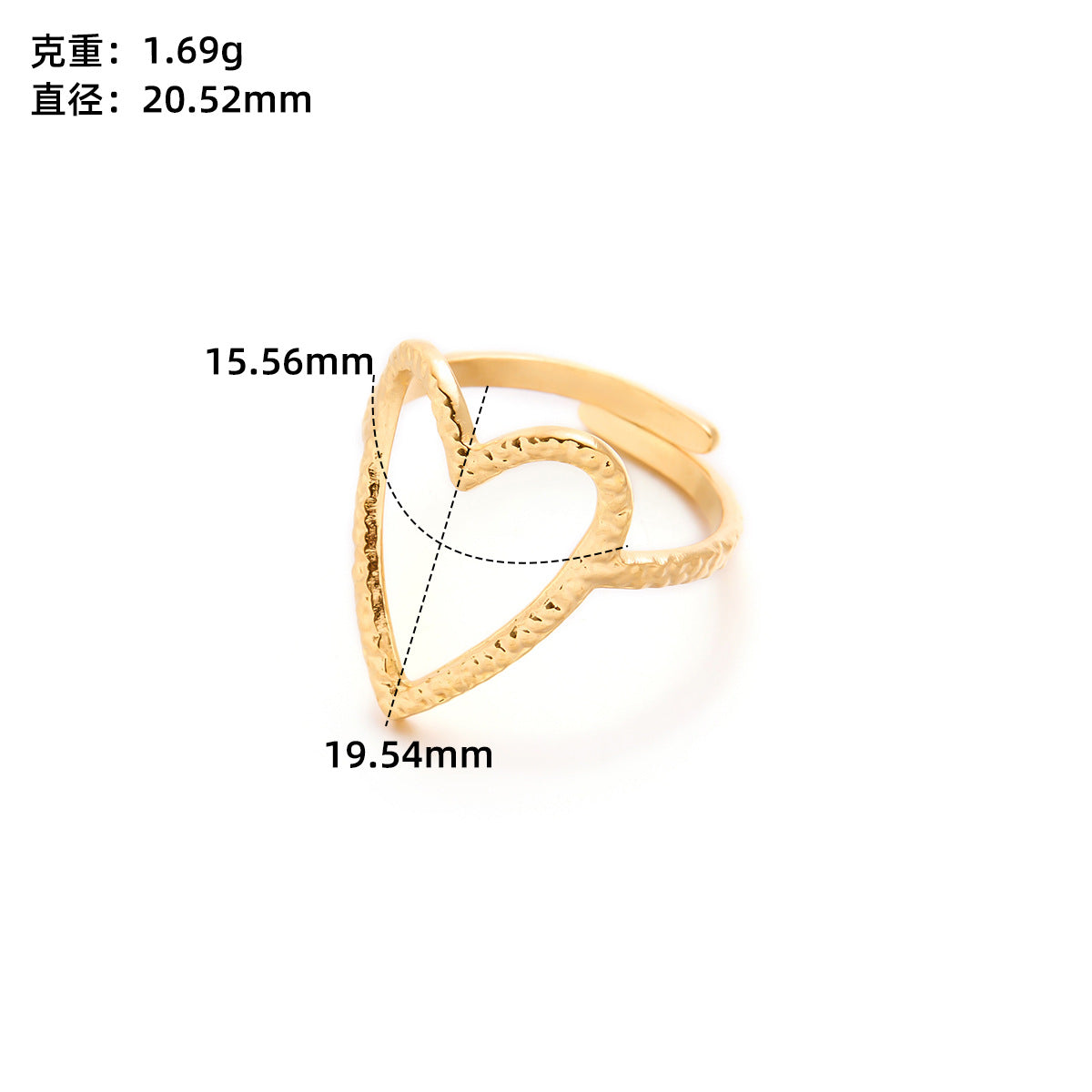 Retro Wide-Pleated Heart Titanium Steel Ring — 18K Gold Plated