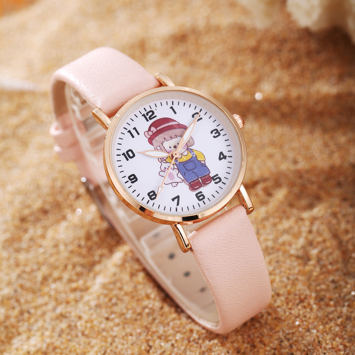Quartz Wrist Watch Rose Jewelry Set