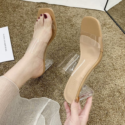 Transparent word with sandals woman