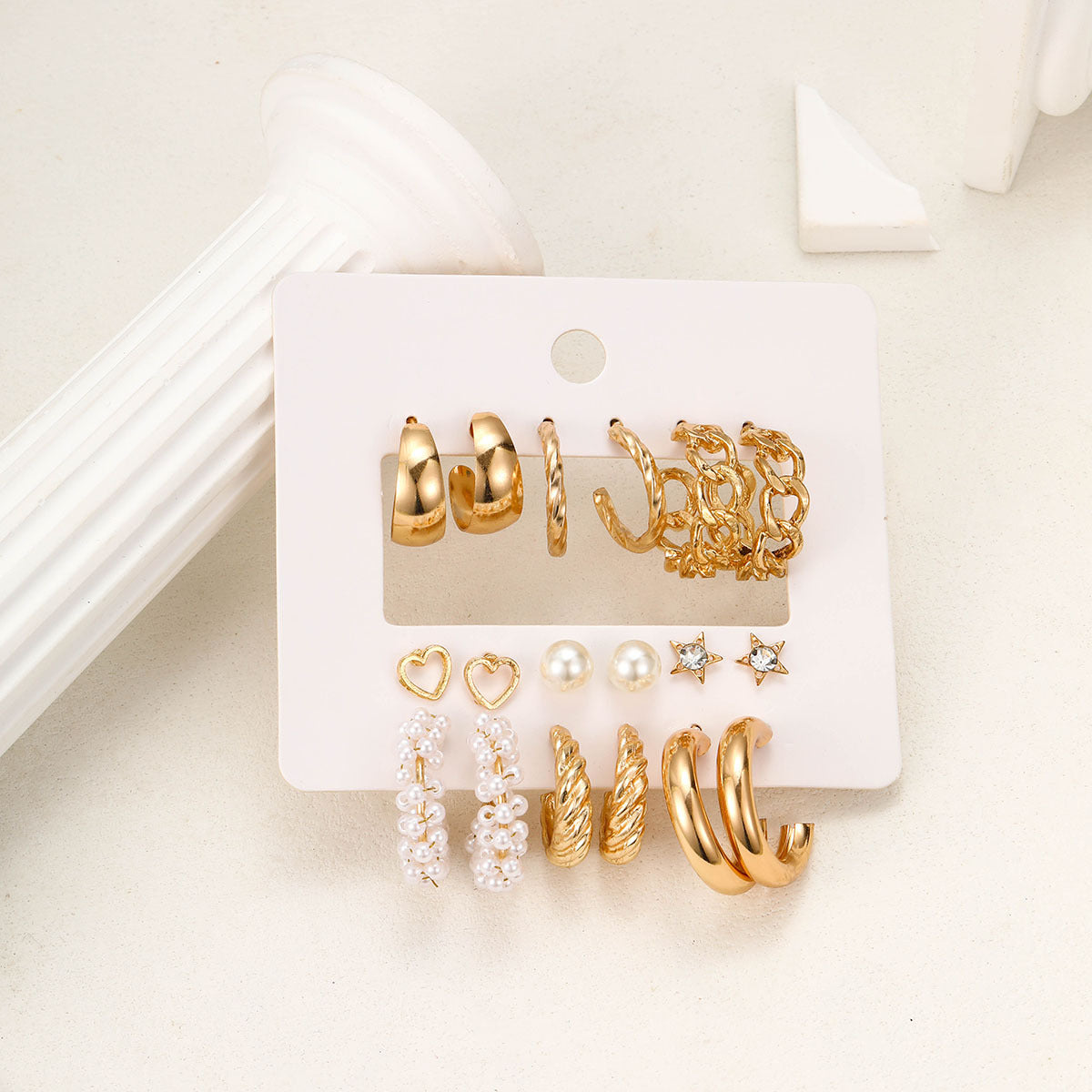 Metal Twist Hoop Earring Set (9-Pair)