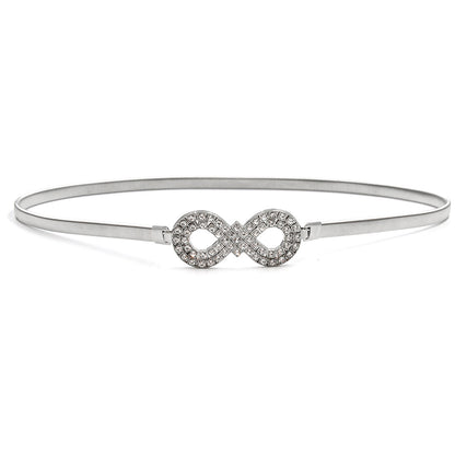 Silver chain round buckle belt