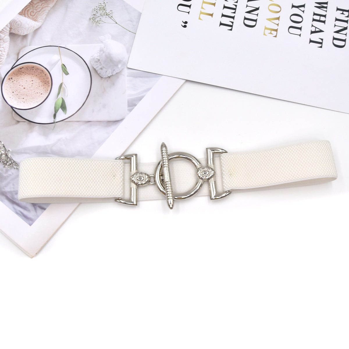 Hook buckle women's elastic belt