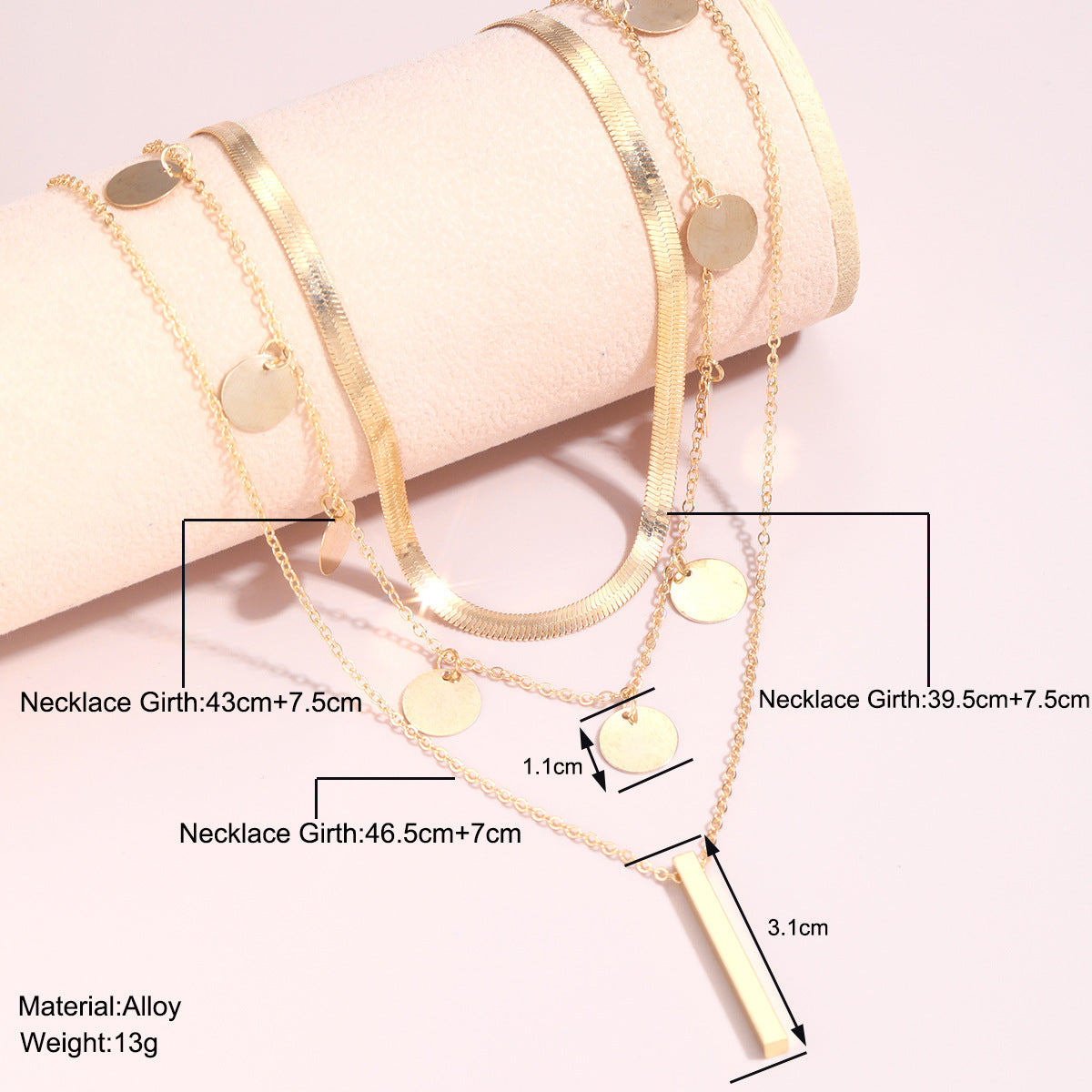 Small disc personality tassel long pendant necklace