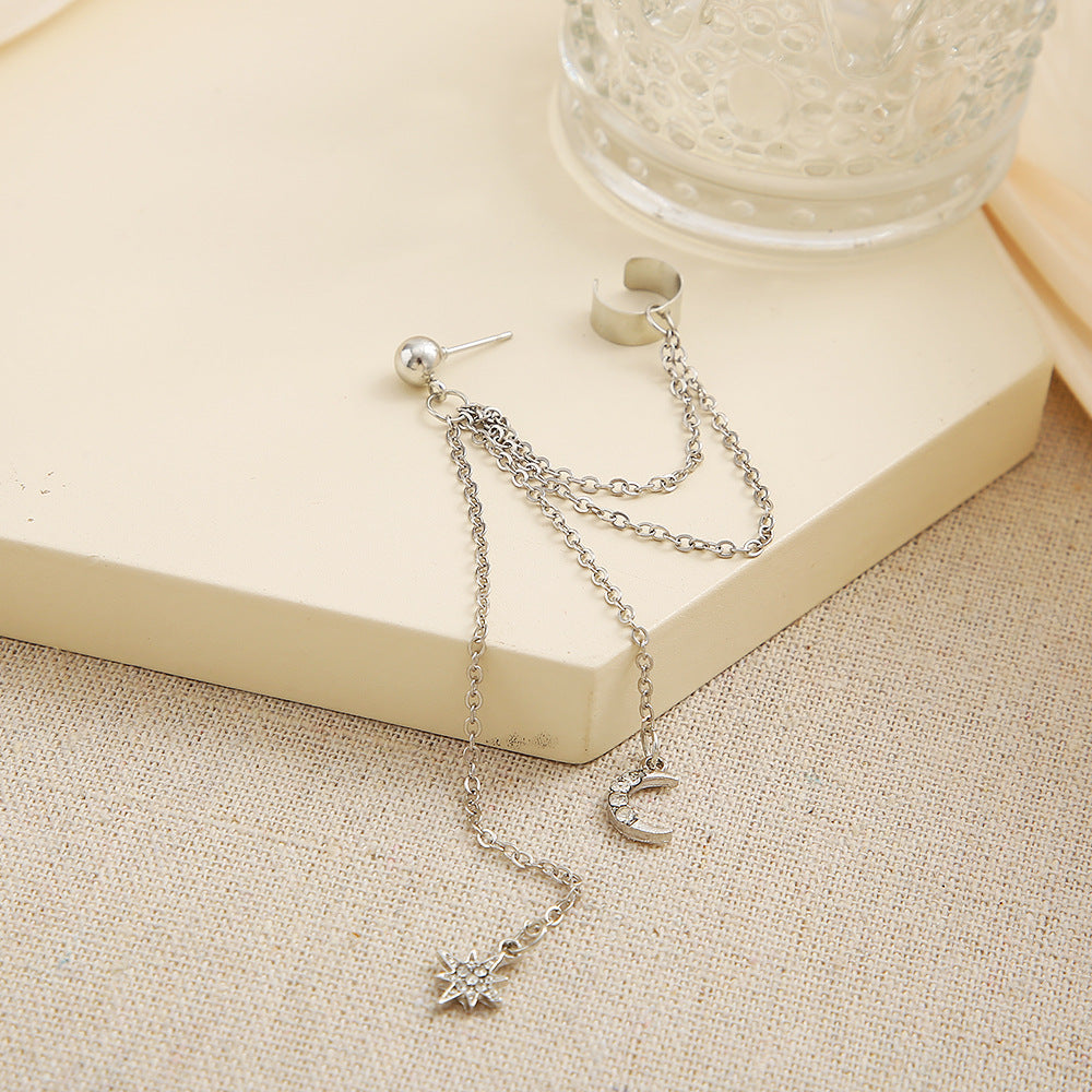 Diamond Pentagram Moon Ear Clip