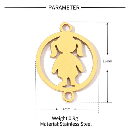 20 pcs/bag boy girl family titanium steel d pendant