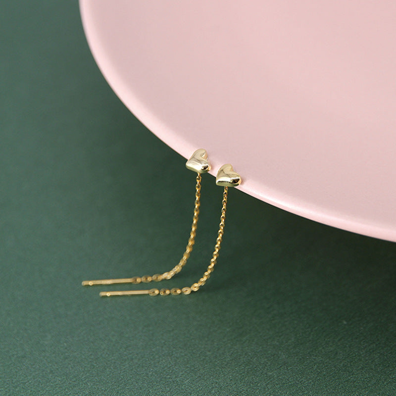 Korean-Style Titanium Steel Heart Earrings — 2024 Thin Trendy Design