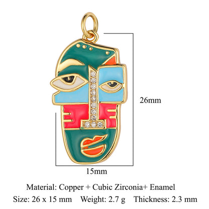 Oil drop copper zircon pendant palm eye face crown