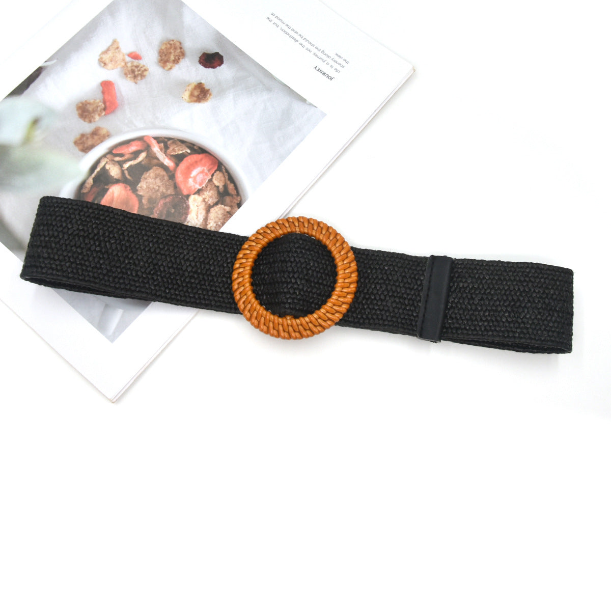 Cotton and linen elastic woven elastic belt