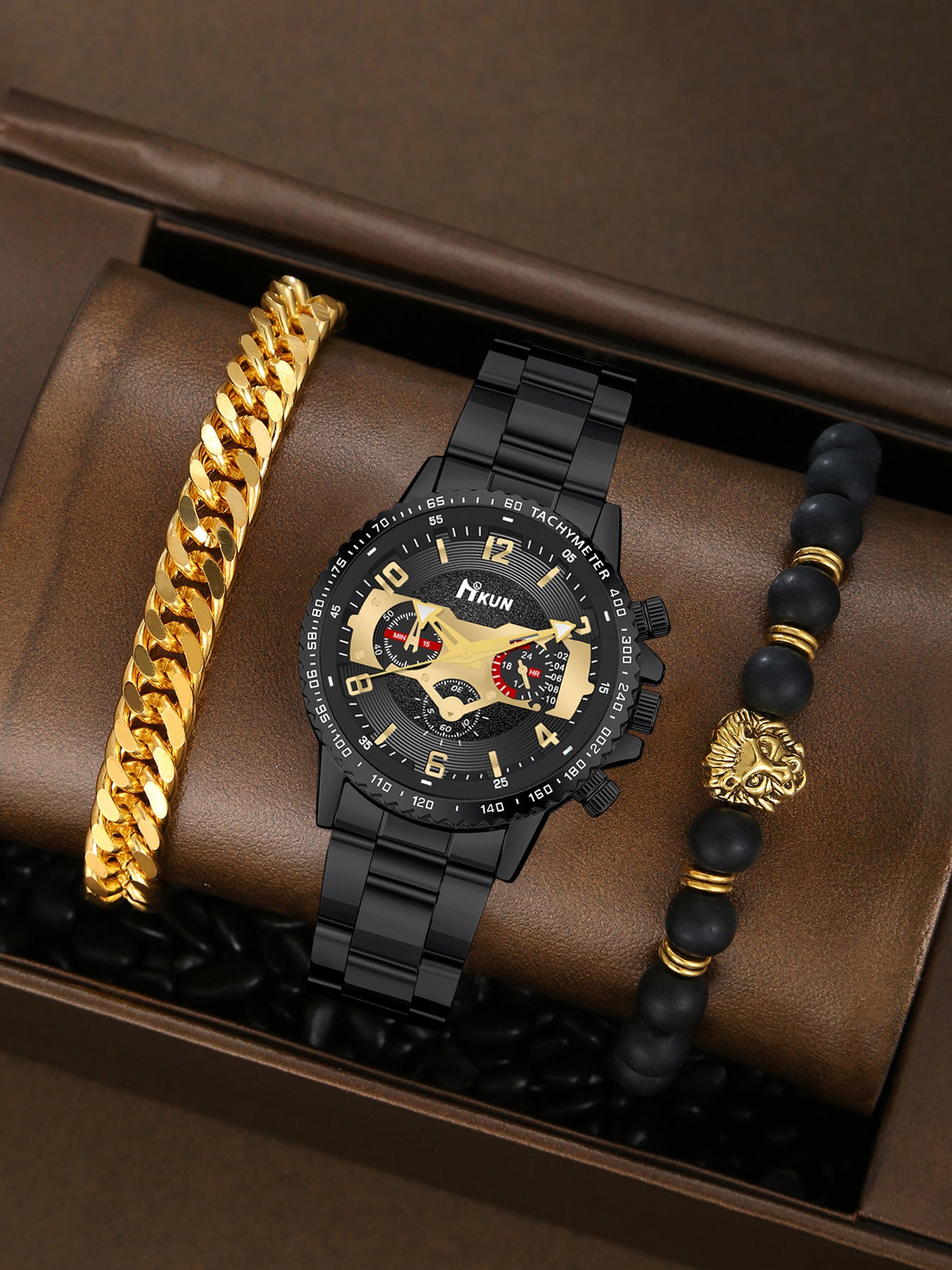 Men's Watch Punk Woven Bracelet Set