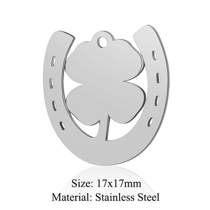 5 pcs/bag leaf flower titanium steel pendant four-leaf clover