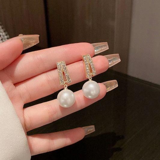 Pendientes colgantes de perlas para mujer en Corea 