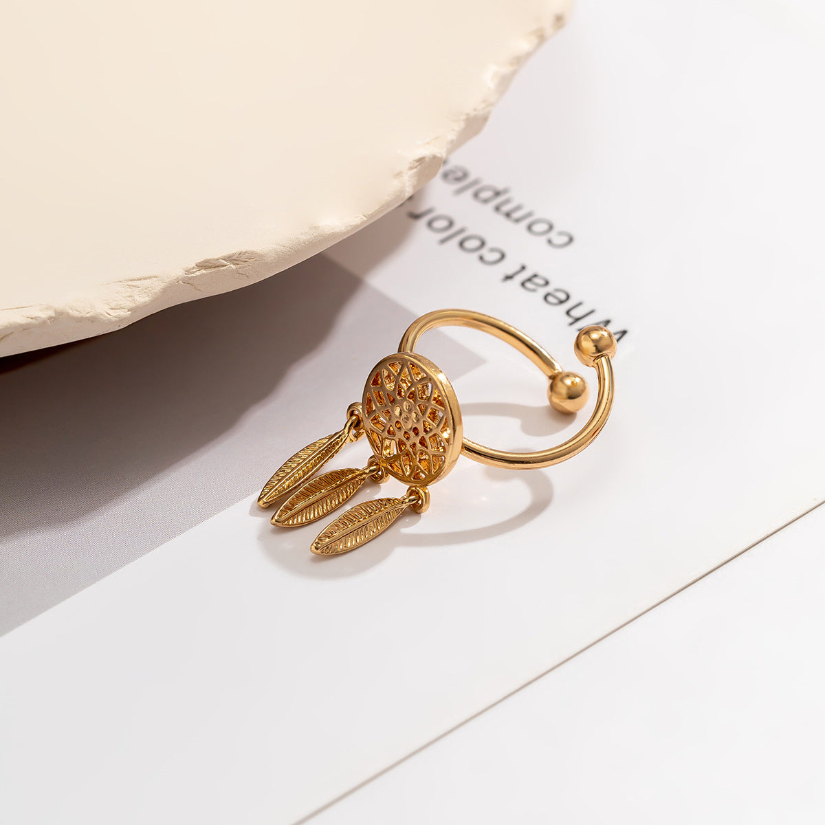 Star Moon Leaf Rhinestone Ring