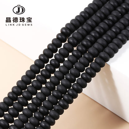 8 * 5Mm frosted black glass abacus beads loose beads