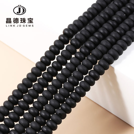 8 * 5Mm frosted black glass abacus beads loose beads
