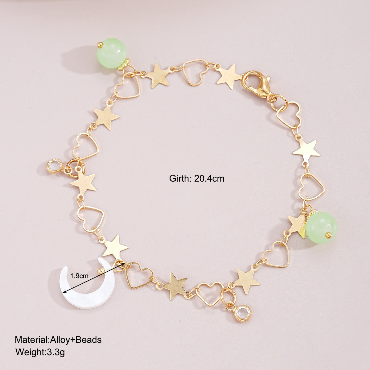 Crescent love heart bracelet for women