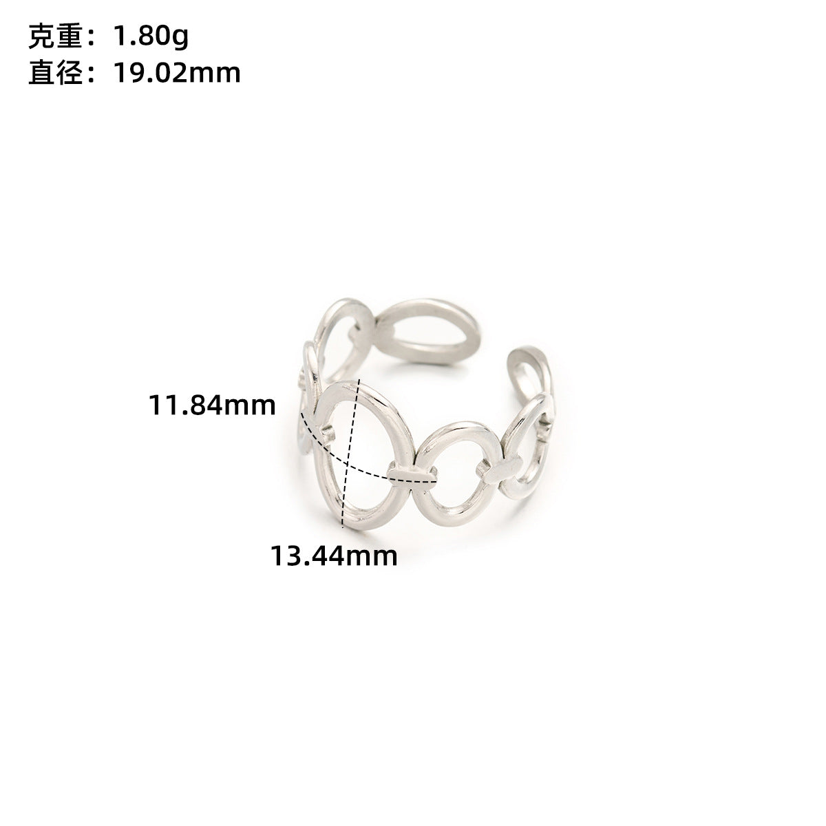 Stainless steel love open ring
