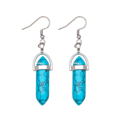 Crystal Hexagonal Column Pendant Stainless Steel Earrings