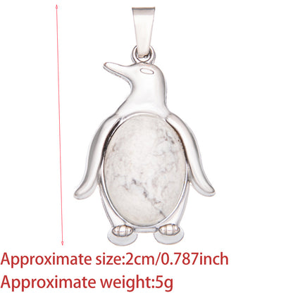 Agate alloy penguin inlaid gemstone crystal pendant