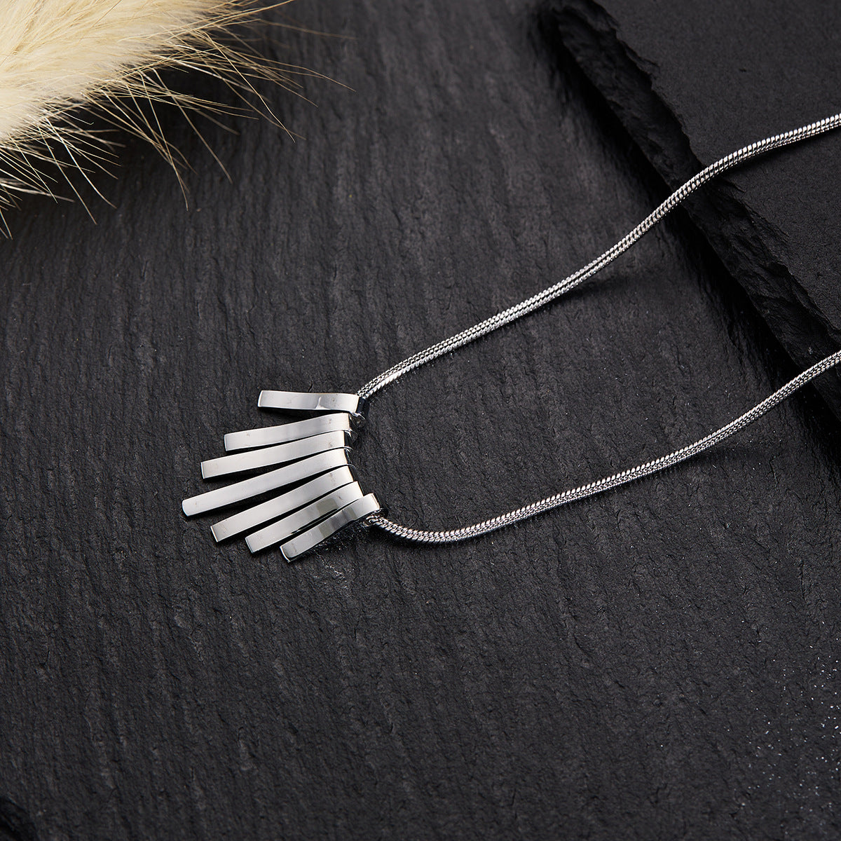 Silver Titanium Steel Necklace Strip