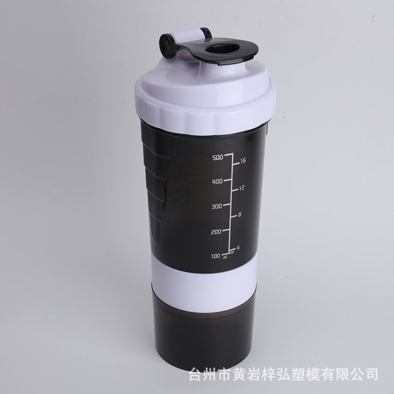 Three-layer compact protein powder shaking cup
