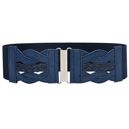 Retro style elastic waist seal coffee color