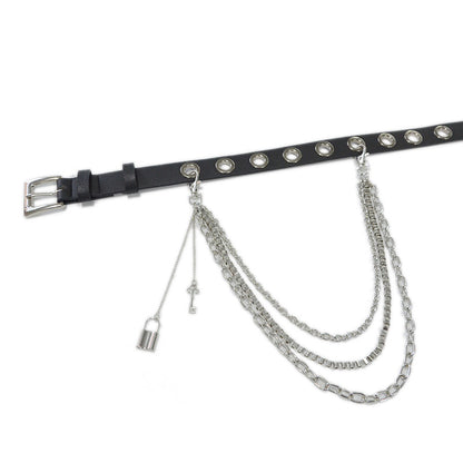 Punk punched leather belt