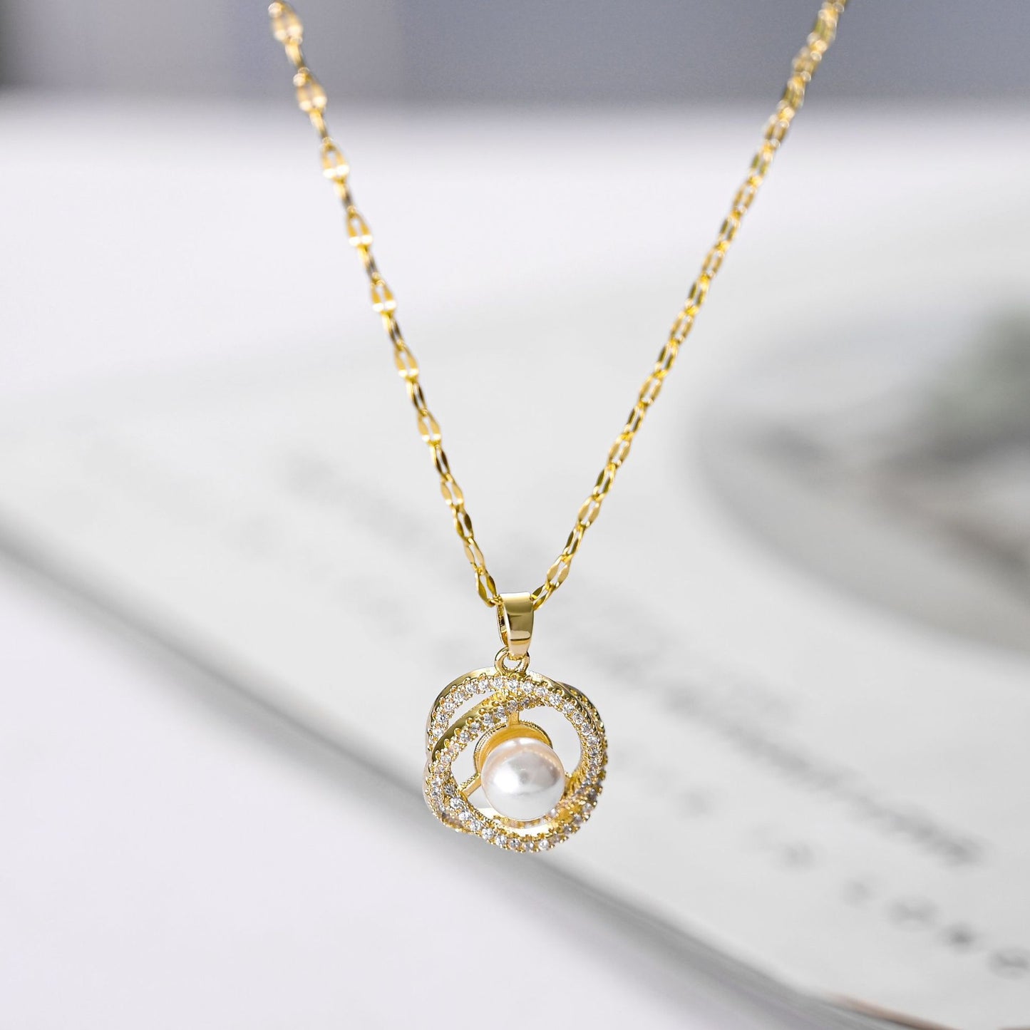 18K rose gold titanium steel necklace