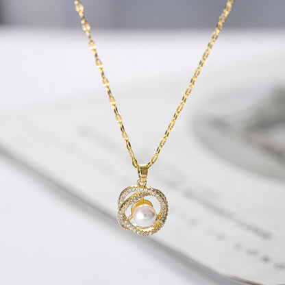 18K rose gold titanium steel necklace