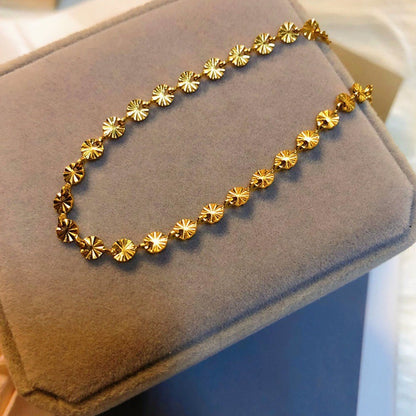 Disc split pattern titanium steel necklace