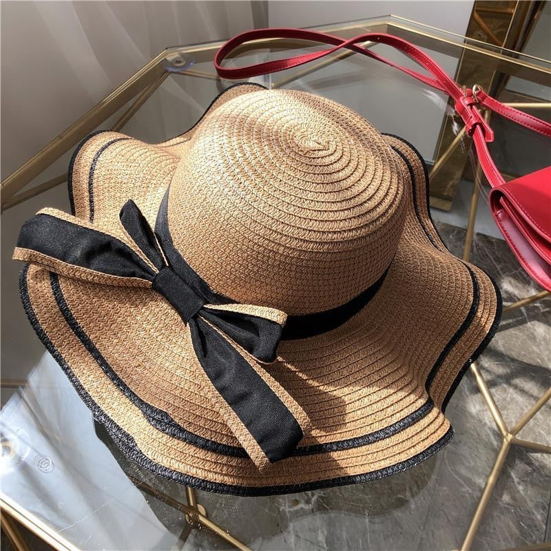 Fresh Straw Hat Women UV Beach Sun Protection Korean Travel Casual Bow
