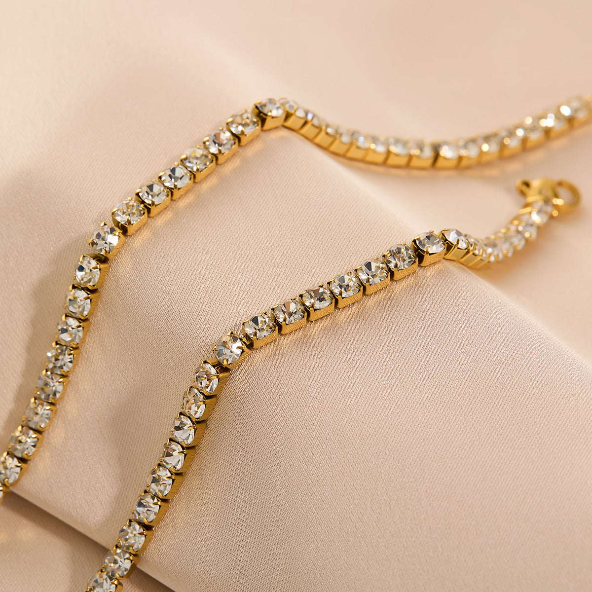 Multi-Strand Titanium Steel Necklace — Claw-Set Zircon Stones