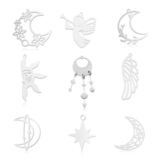 5 pcs/titanium steel pendant with wings angel sun