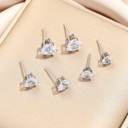 3 pairs of rhinestone earrings, small heart earrings