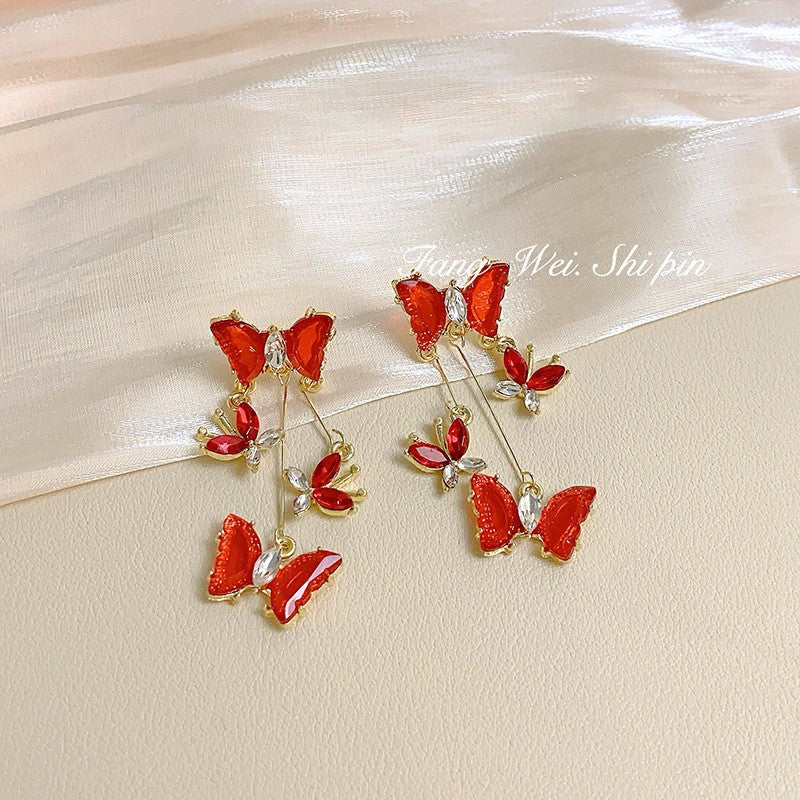 Butterfly zircon earrings new