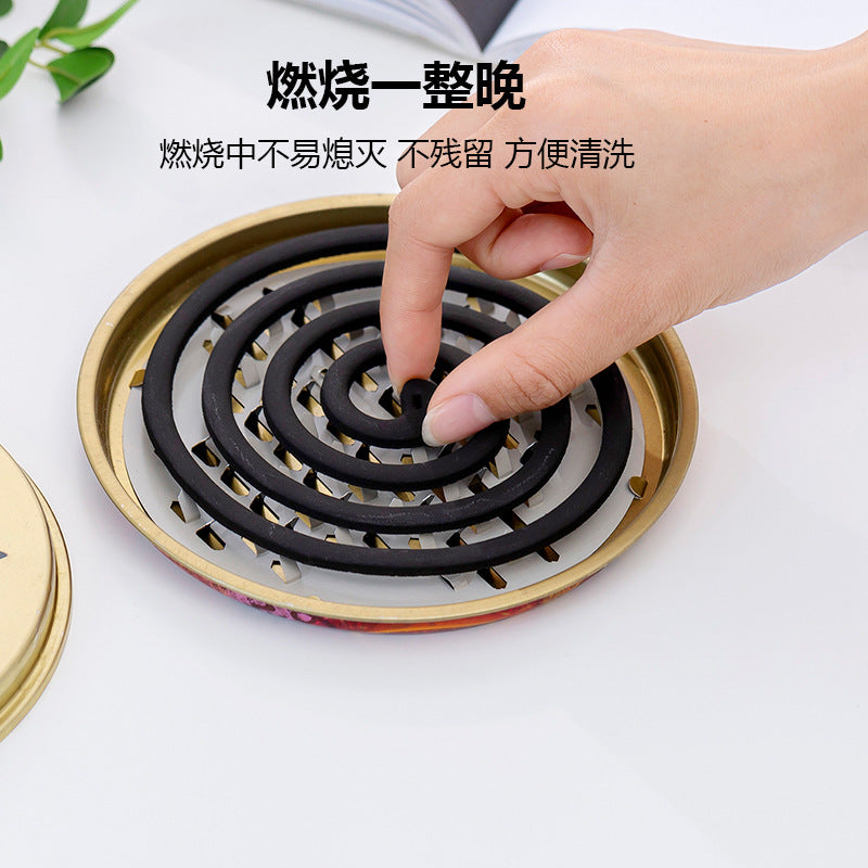 Fireproof Mosquito Coil Holder with Cover, Windproof Mosquito Coil Tray