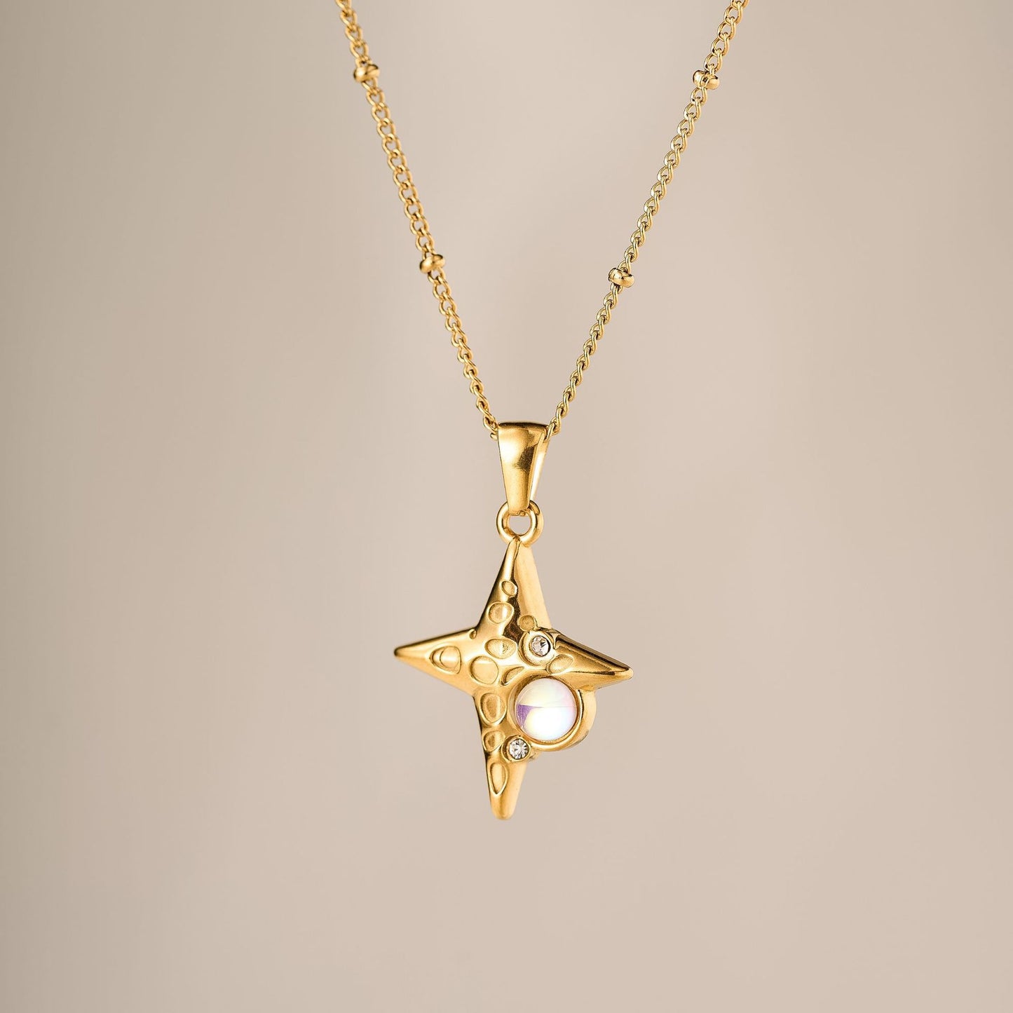 Opal Diamond Titanium Steel Necklace