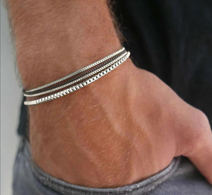 Stainless Steel Chain Bracelet 4-Piece Set