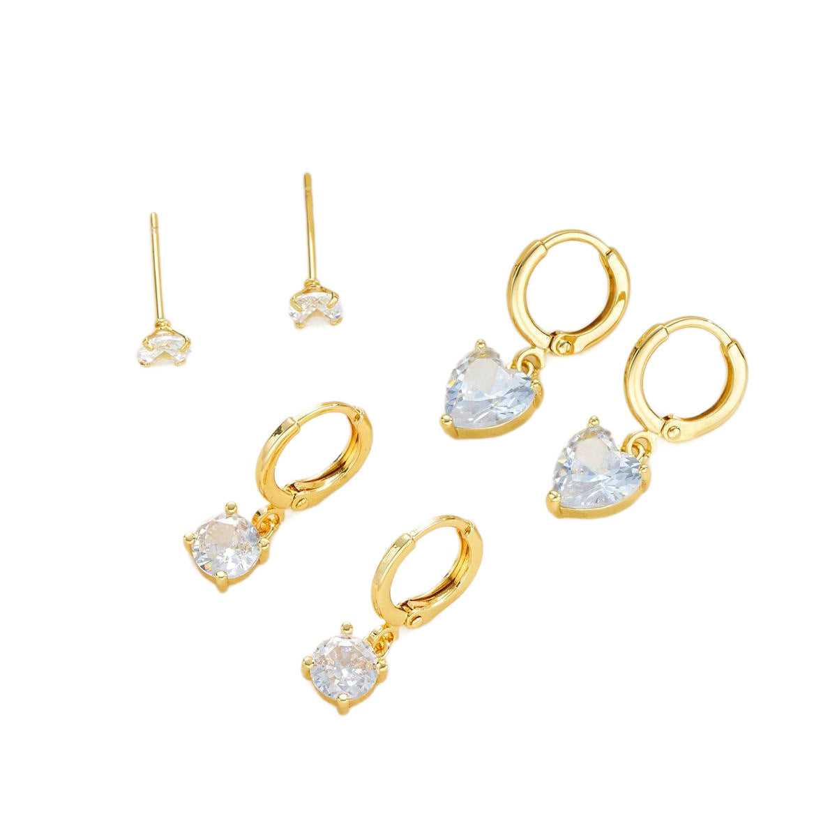 Zircon Love Pendant Hoop Earrings Set