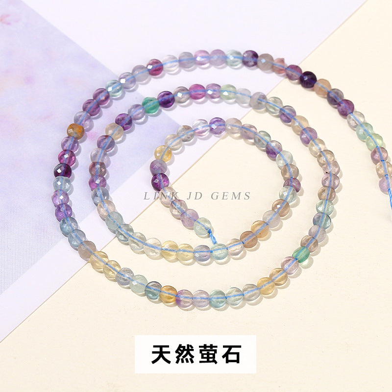 4Mm natural stone crystal cut round cake loose beads